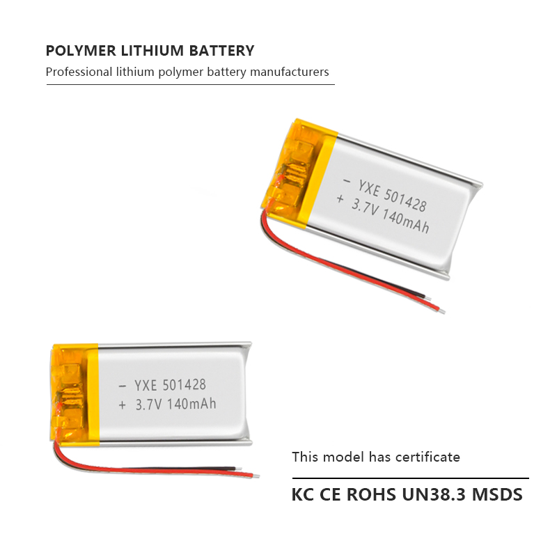 3.7 V Li-ion Battery 501428-140mah